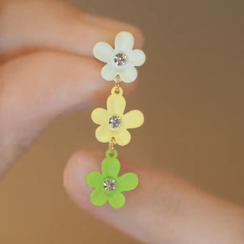14K Gold-plated Colorful Flower Earrings