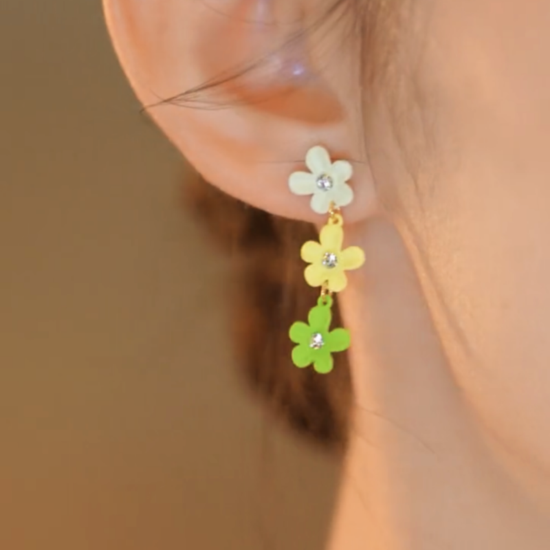 14K Gold-plated Colorful Flower Earrings