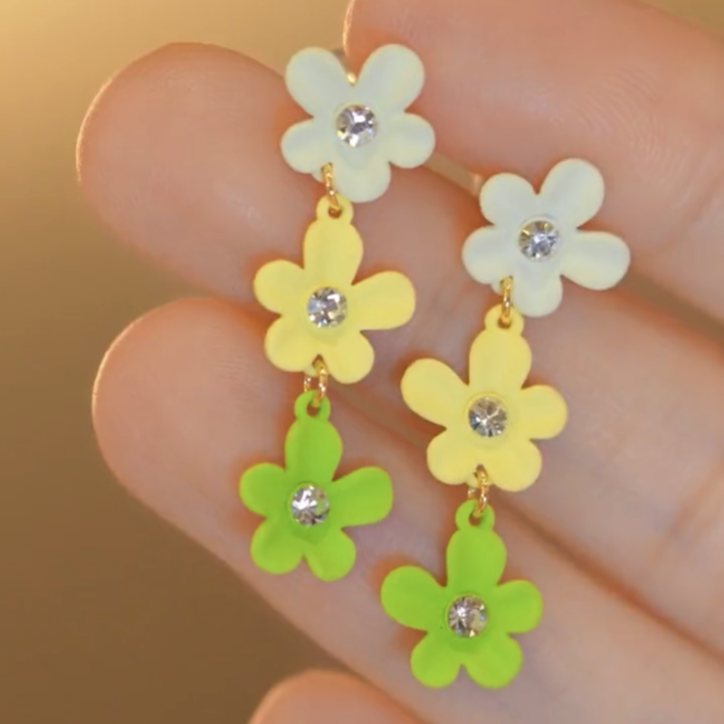 14K Gold-plated Colorful Flower Earrings
