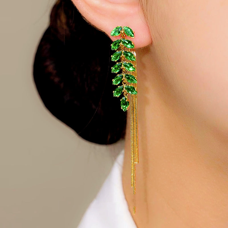 14K Gold-plated Crystal Wheat Earrings