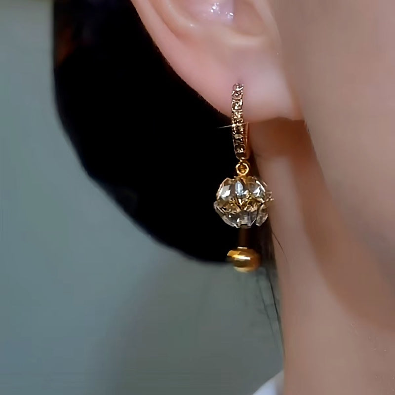 14K Gold-plated Diamond Ball Earrings