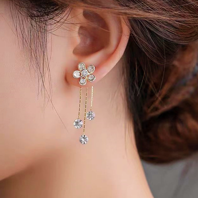 14K Gold-plated Diamond Super Fairy Flower Earrings