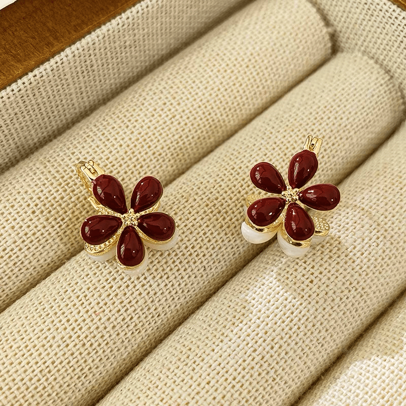 14K Gold-plated Double-Sided Flower Earrings