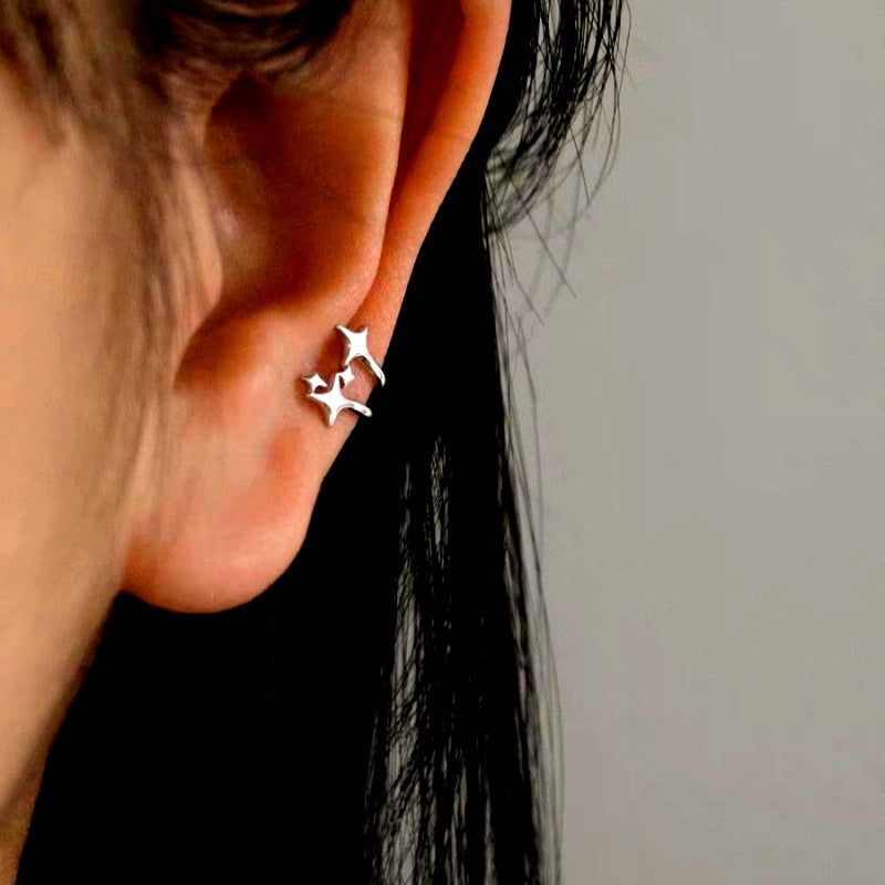 14K Gold-plated Double Layer Star Ear Clips ( 1 Pair )