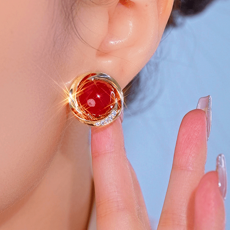 14K Gold-plated Elegant Angel Eye Pearl Earrings