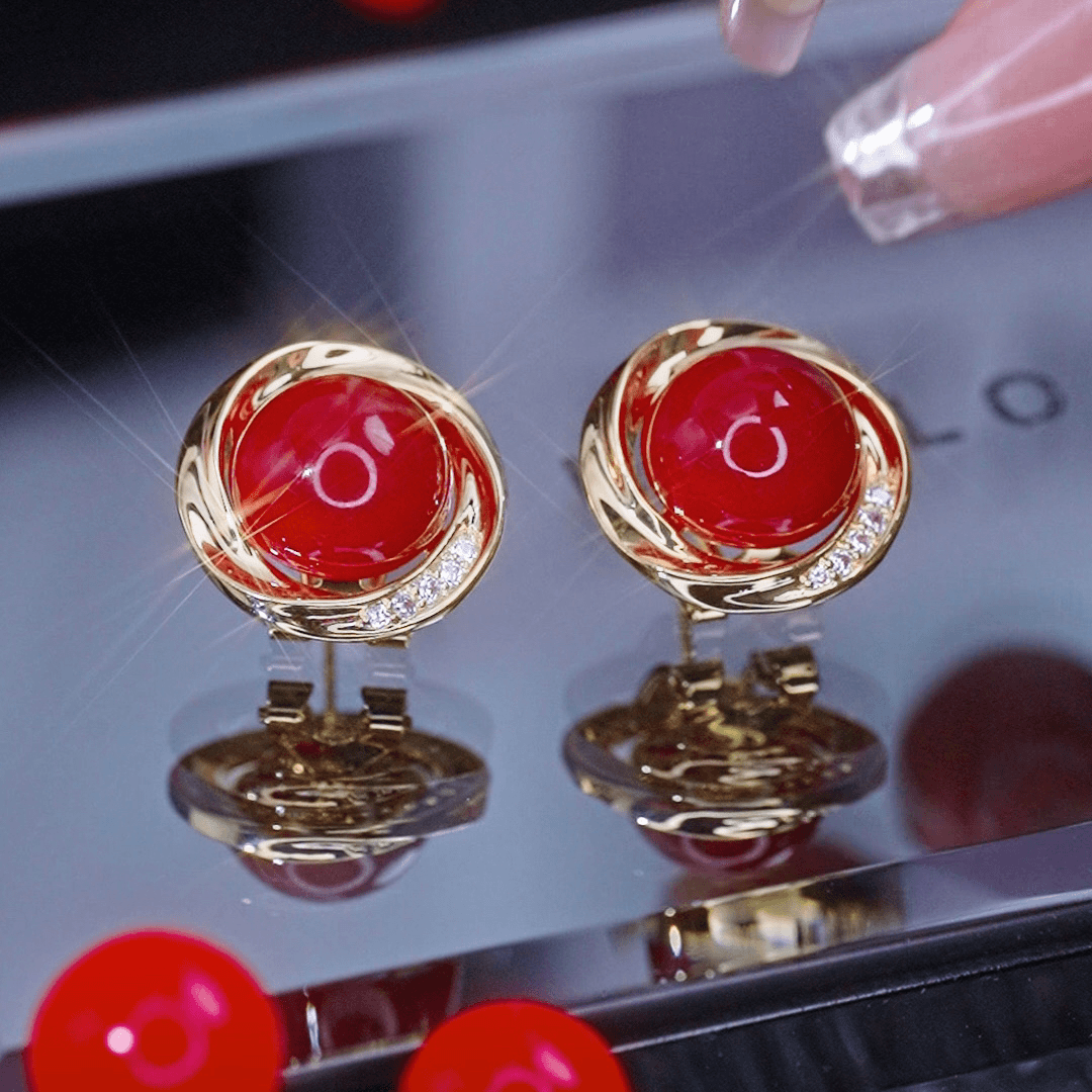 14K Gold-plated Elegant Angel Eye Pearl Earrings