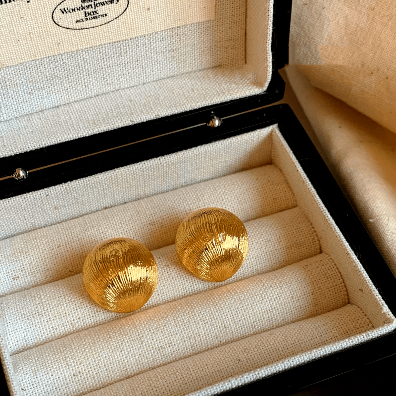 14K Gold-plated Elegant Brushed C-Shaped Earrings