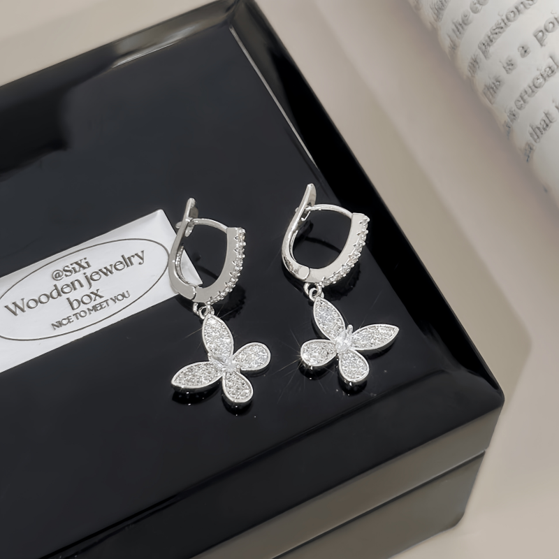 14K Gold-plated Elegant Butterfly Pendant Earrings