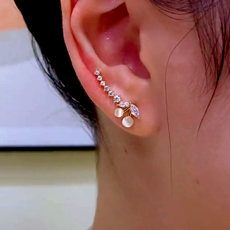 14K Gold-plated Elegant Cherry Crawler Earrings