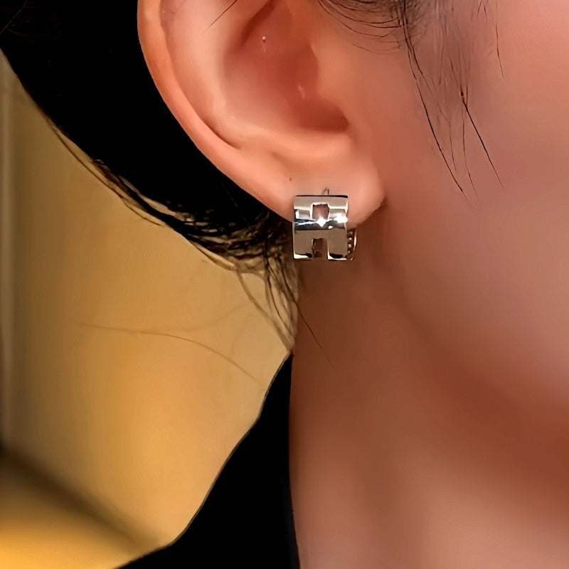 14K Gold-plated Elegant Double-Sided H Letter Earrings