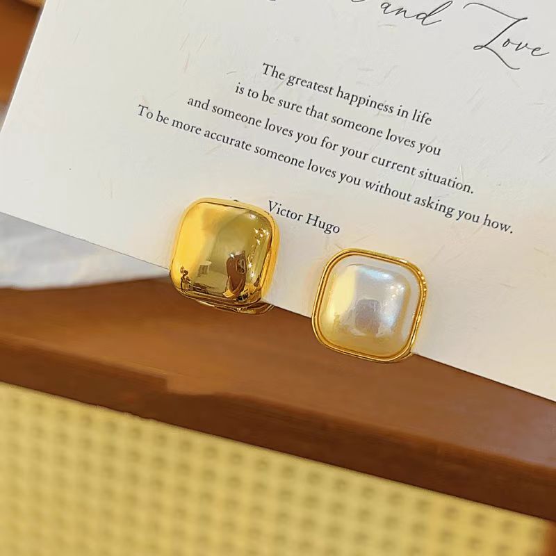 14K Gold-plated Elegant Double-Sided Square Earrings