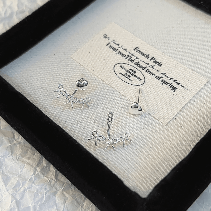 14K Gold-plated Elegant Heart-Design Bow Earrings