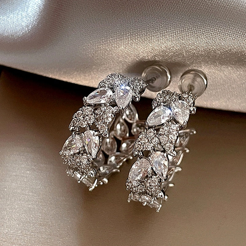 14K Gold-plated Elegant Hollow Splicing Zircon Earrings