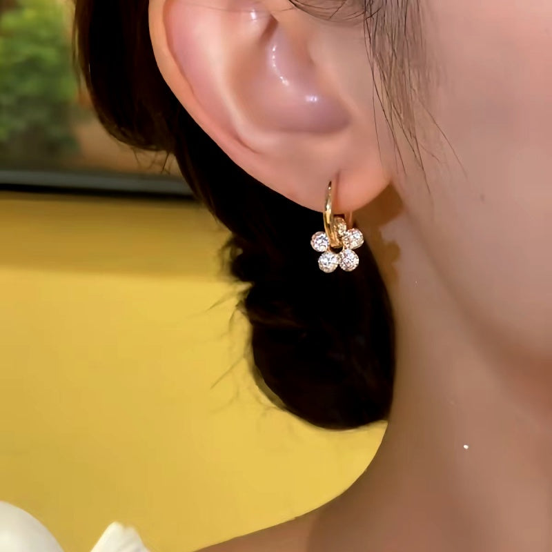 14K Gold-plated Elegant Little Pendant Flower Earrings
