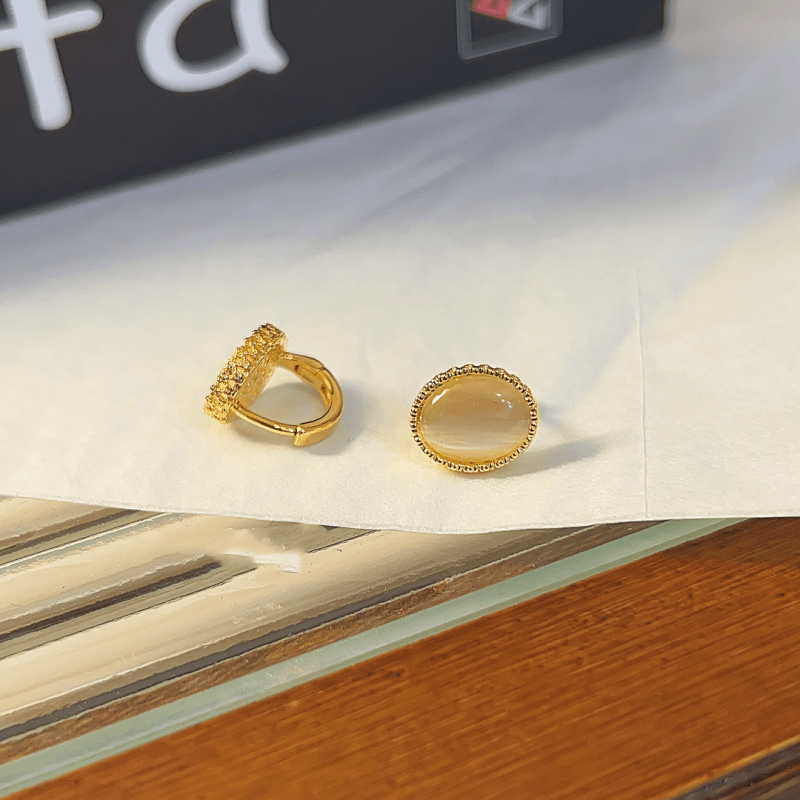 14K Gold-plated Elegant Oval Hoop Earrings