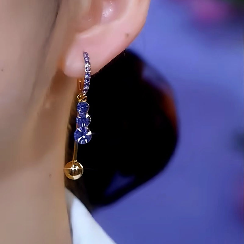 14K Gold-plated Elegant Purple Zircon Tassel Earrings