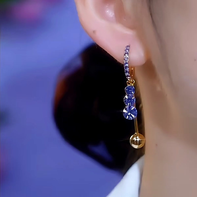 14K Gold-plated Elegant Purple Zircon Tassel Earrings