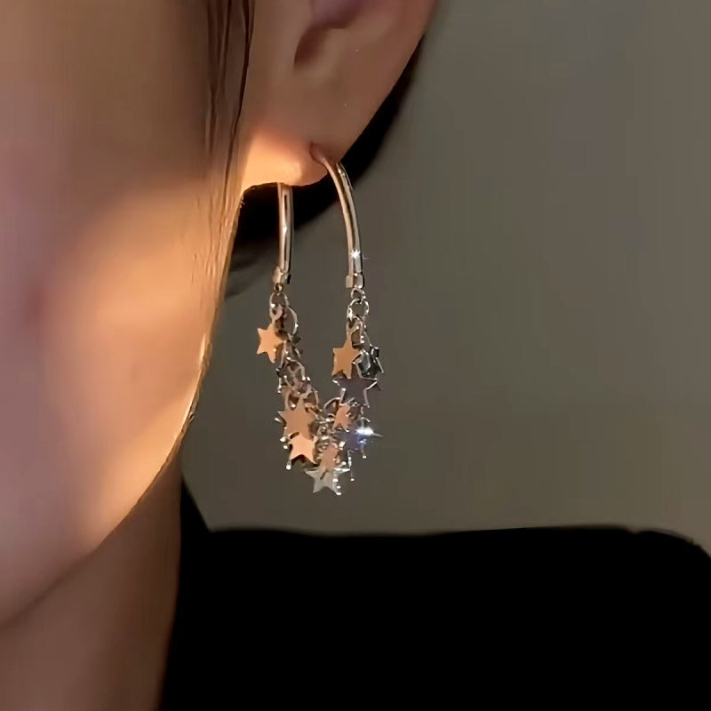 14K Gold-plated Elegant Star Tassel Earrings