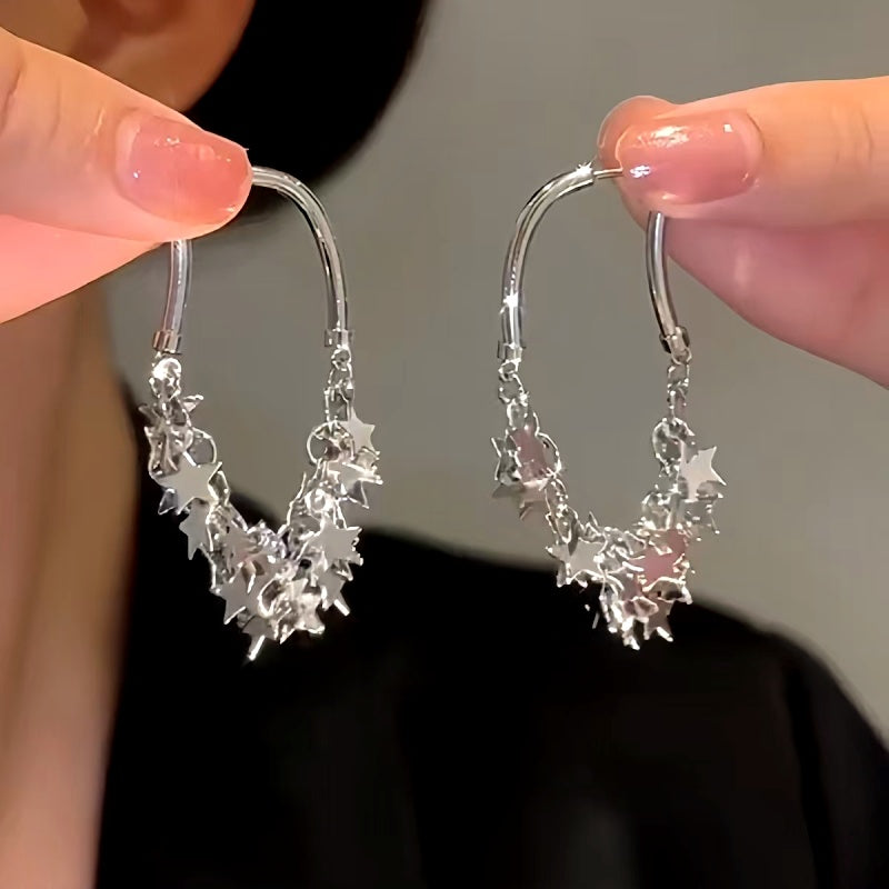 14K Gold-plated Elegant Star Tassel Earrings