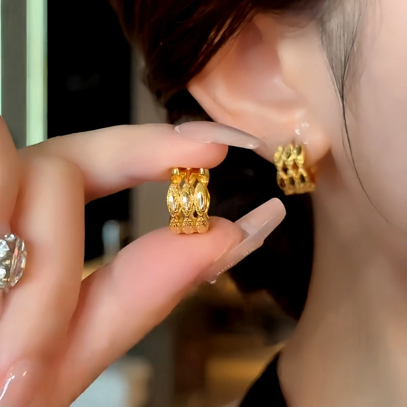 14K Gold-plated Elegant Three-Layer Hoop Earrings