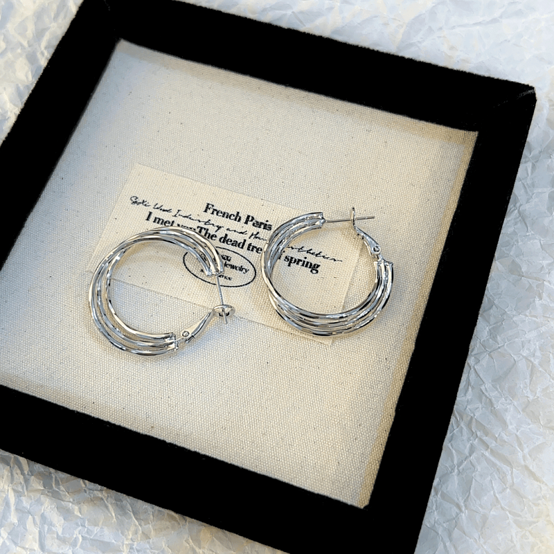 14K Gold-plated Elegant Three-Layer Hoop Earrings