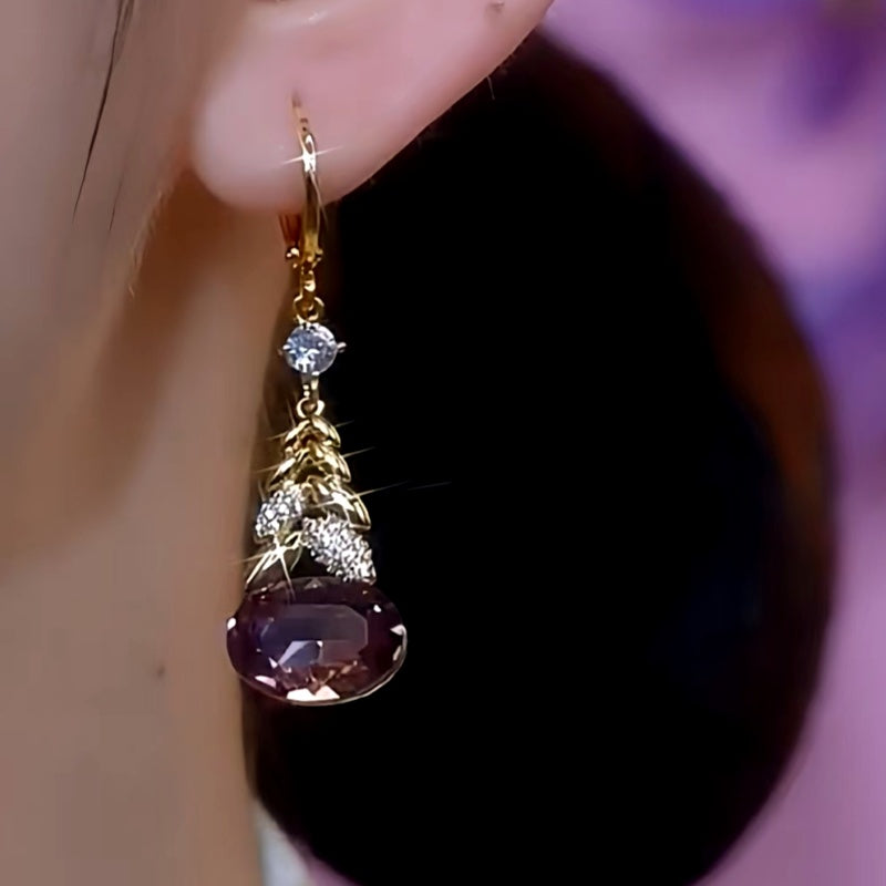 14K Gold-plated Elegant Zircon Diamond Earrings