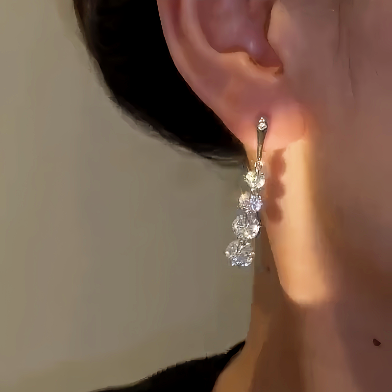 14K Gold-plated Elegant Zircon Drop Earrings
