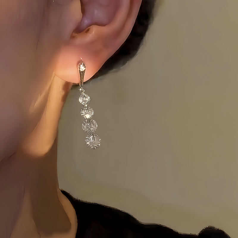 14K Gold-plated Elegant Zircon Drop Earrings