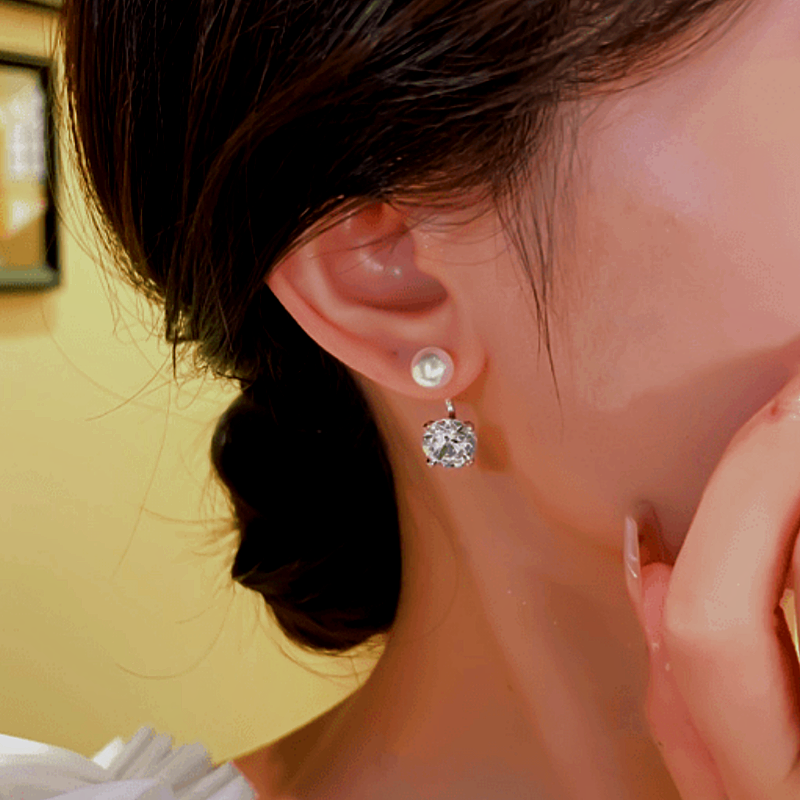 14K Gold-plated Elegant Zircon Pearl Earrings