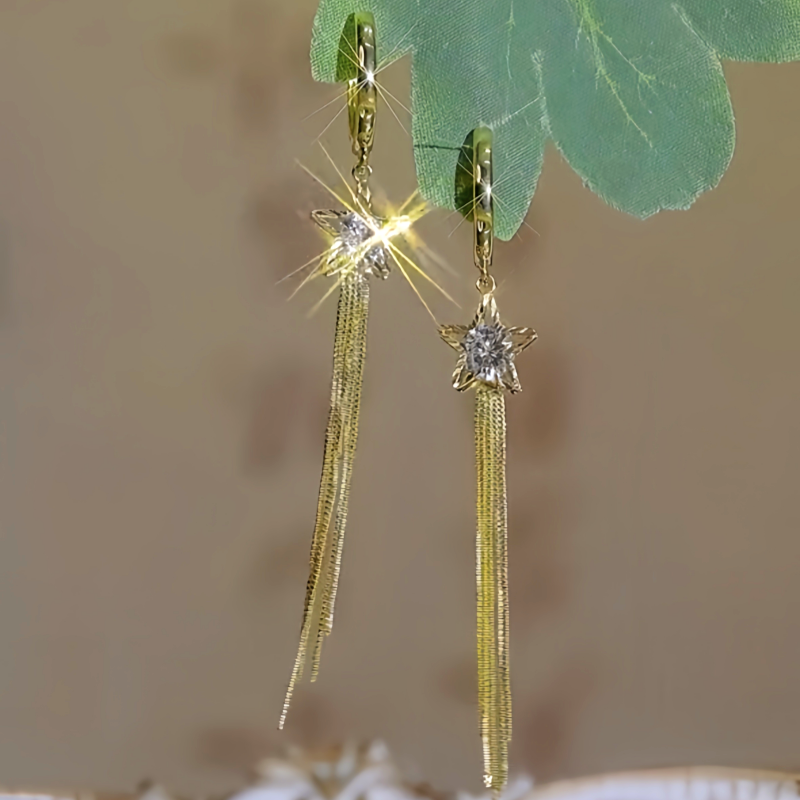 14K Gold-plated Five-Pointed Star Earrings