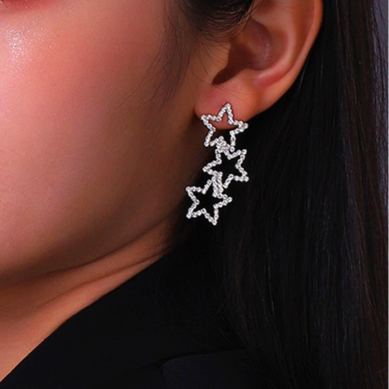 14K Gold-plated Flash Diamond Star Earrings