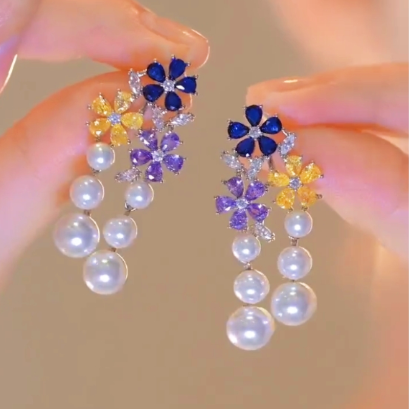 14K Gold-plated Flower Pearl Earrings