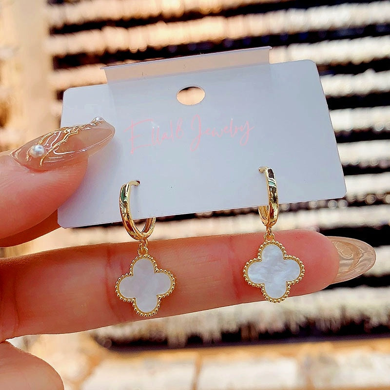 14K Gold-plated Four-Leaf Clover Earrings