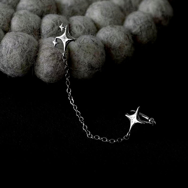 14K Gold-plated Four-Pointed Star Ear Cuff Earrings