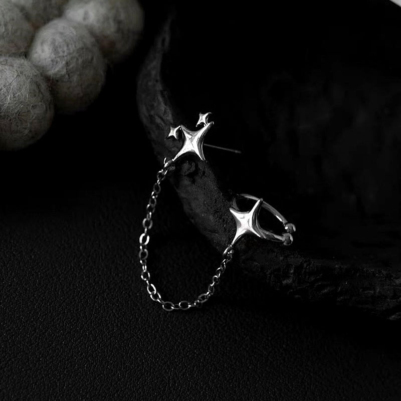 14K Gold-plated Four-Pointed Star Ear Cuff Earrings