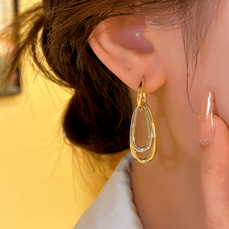 14K Gold-plated Geometric Pendant Earrings