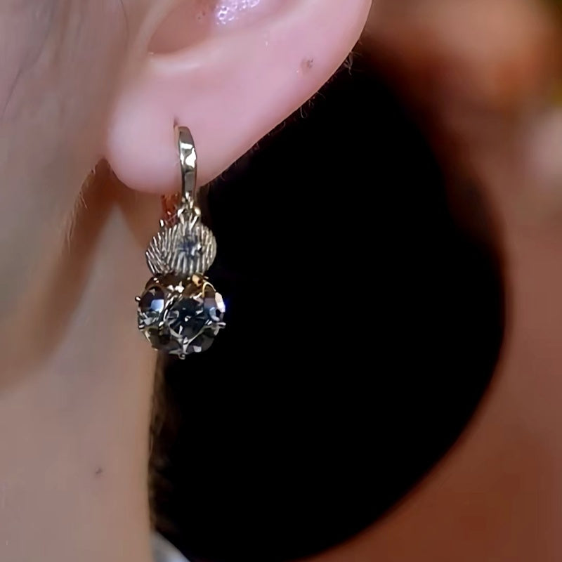 14K Gold-plated Gray Diamond Ball Earrings