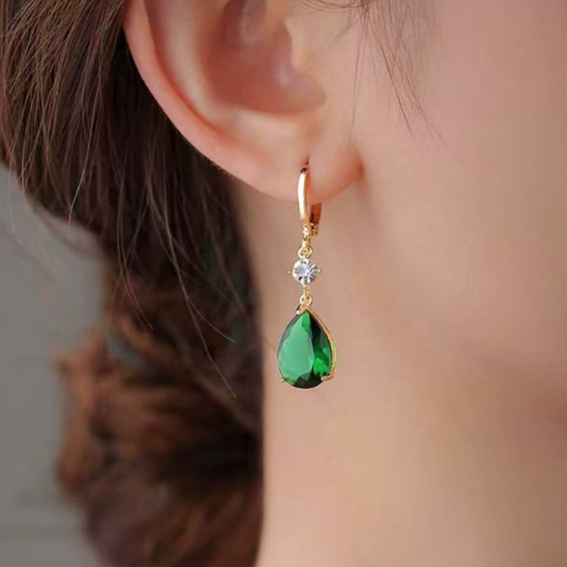 14K Gold-plated Green Crystal Earrings