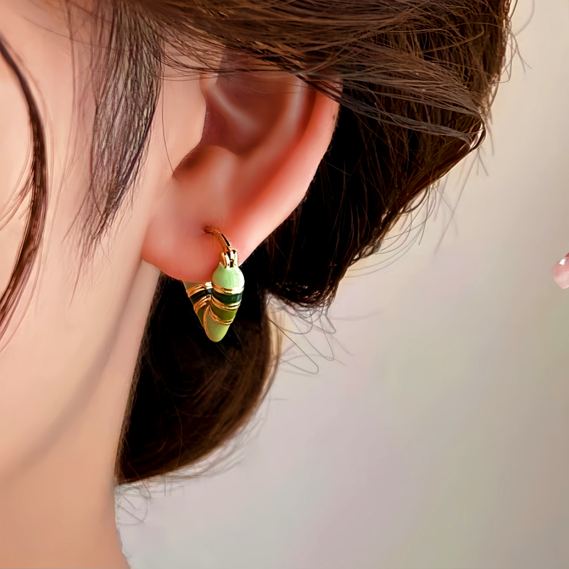 14K Gold-plated Green Heart Earrings