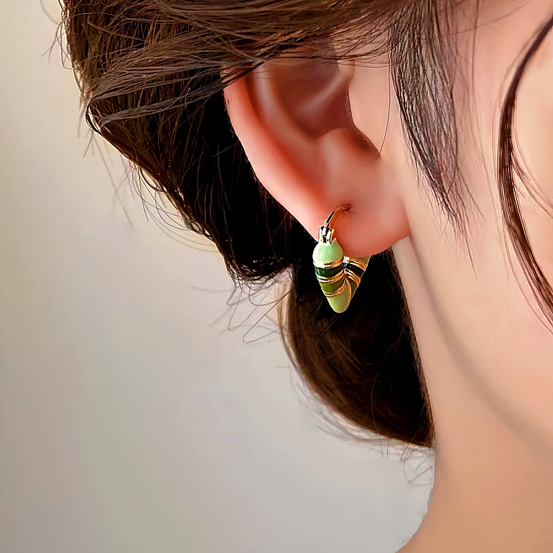 14K Gold-plated Green Heart Earrings