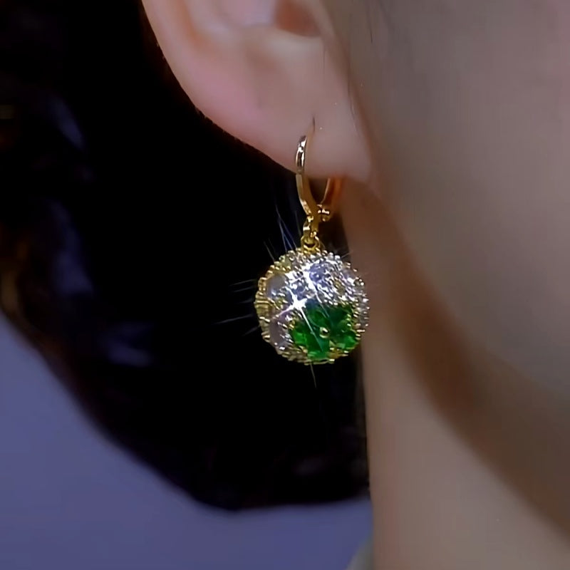 14K Gold-plated Green Zircon Earrings