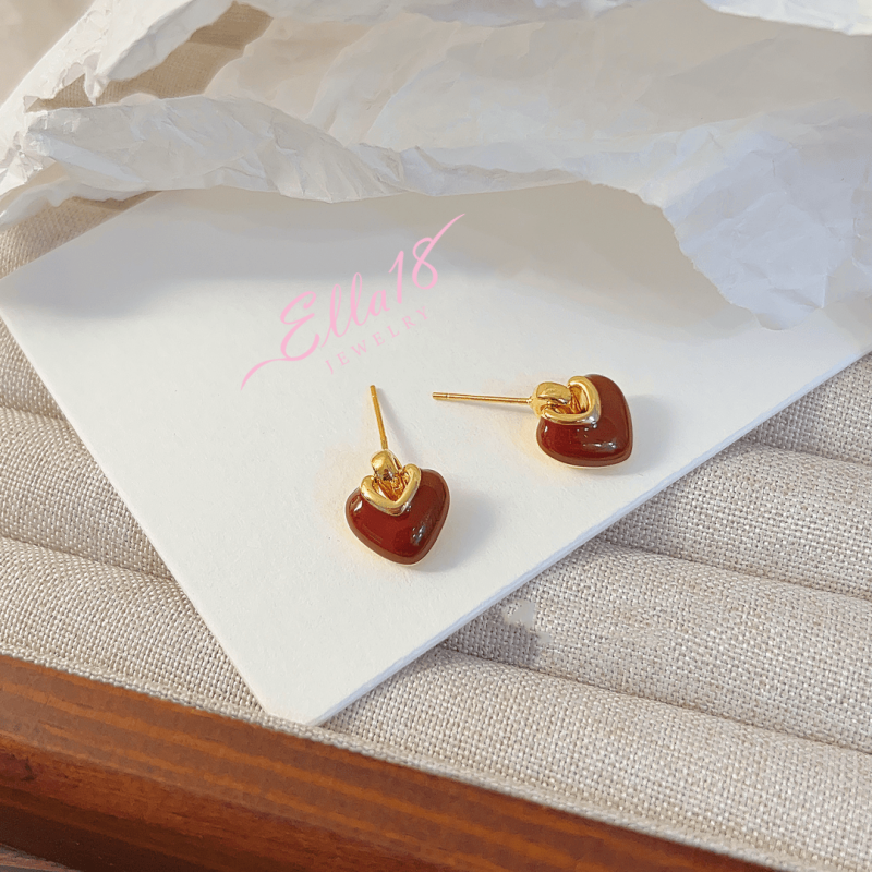 14K Gold-plated Heart-Design Earrings