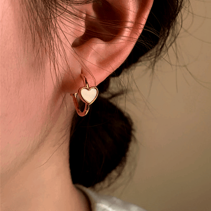 14K Gold-plated Heart-Design Pearl Earrings