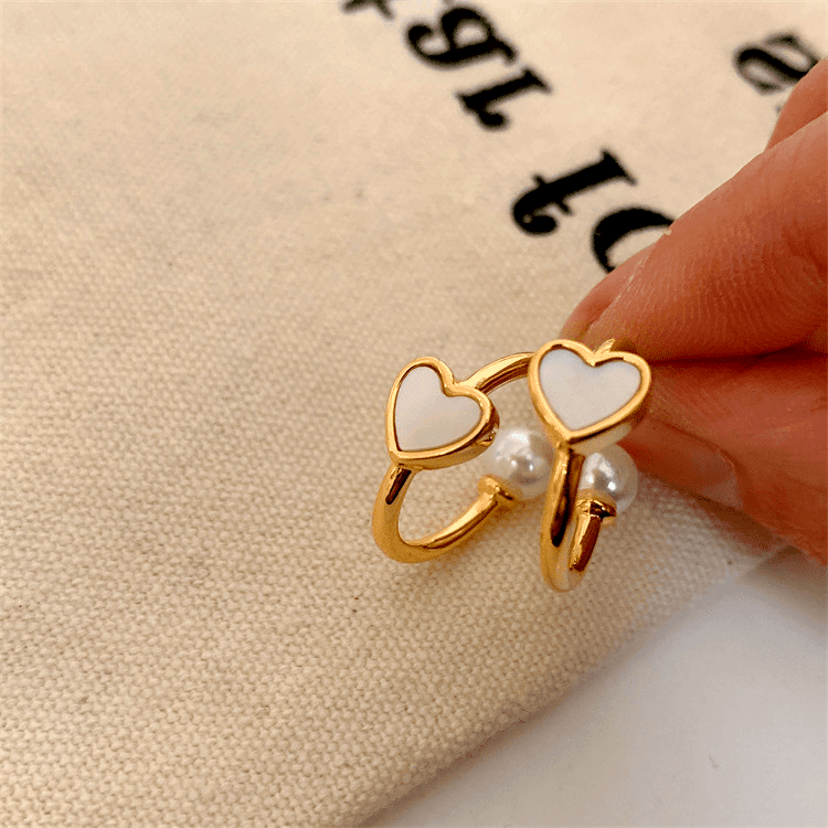 14K Gold-plated Heart-Design Pearl Earrings