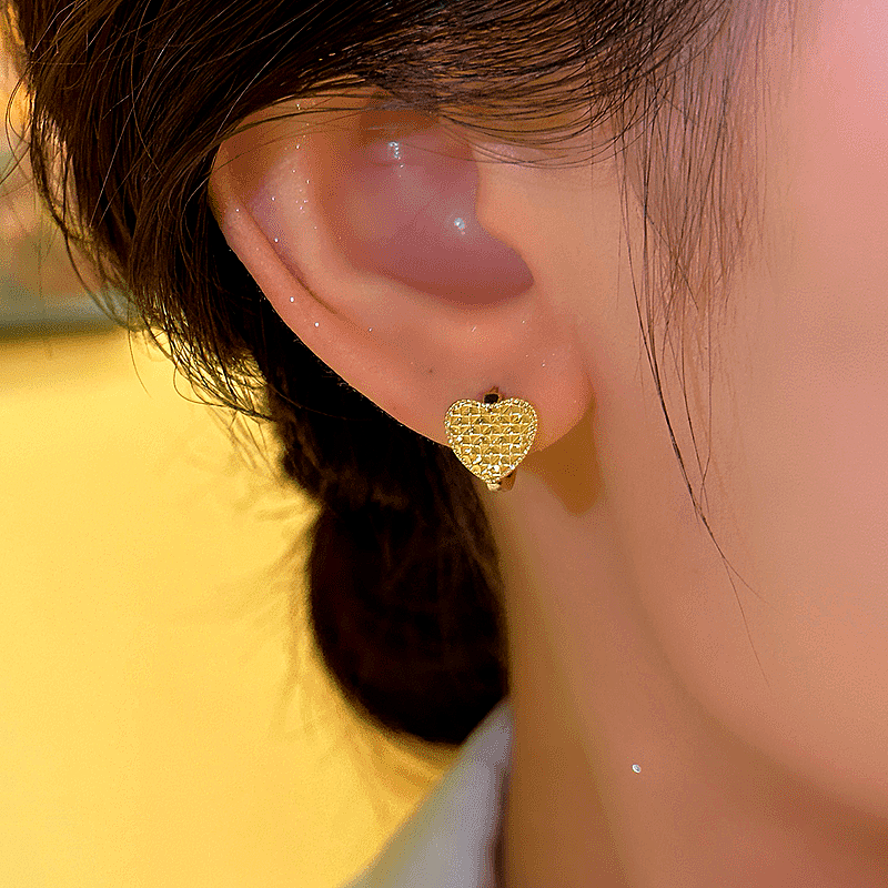 14K Gold-plated Heart-Design Small Hoop Earrings