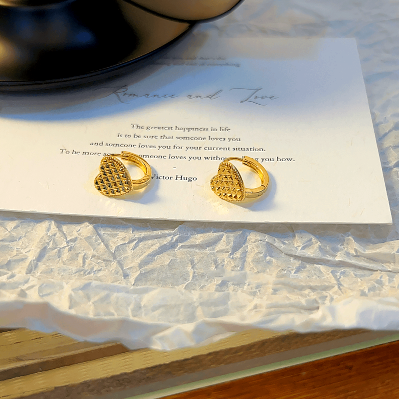 14K Gold-plated Heart-Design Small Hoop Earrings