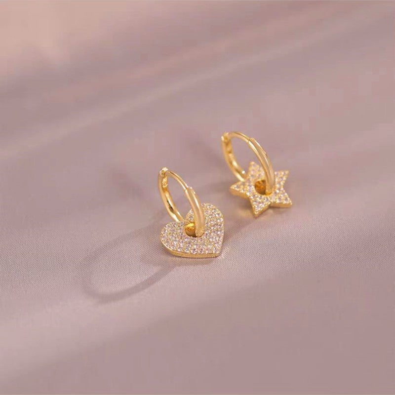 14K Gold-plated Heart And Star Earrings