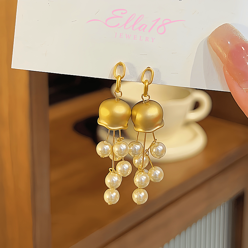 14K Gold-plated Luxury Bead Tassel Earrings