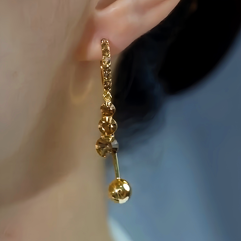 14K Gold-plated Luxury Brown Zircon Water Drop Earrings