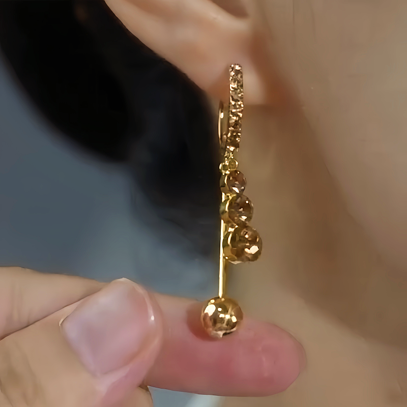14K Gold-plated Luxury Brown Zircon Water Drop Earrings